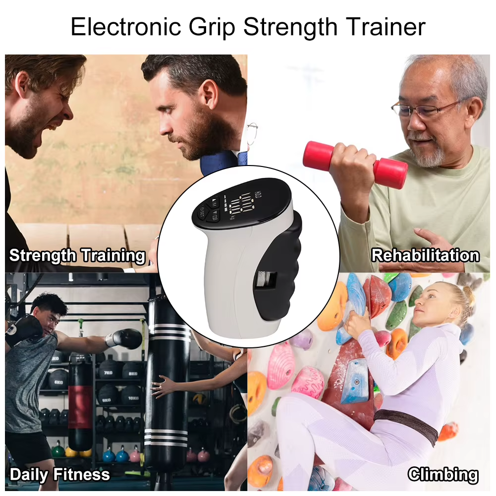 Electronic Grip Power Trainer Accurate Digital Grip Strength Meter Rechargeable Hand Grips Measurement Meter for Muscle Building
